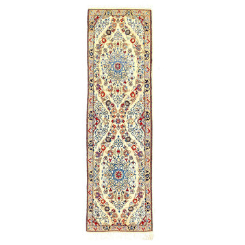 Fine Hand Knotted Persian Silk And Wool Nain Runner 2'x6'2''