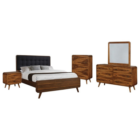 Coaster Robyn 5-piece Eastern King Wood Bedroom Set Dark Walnut and Dark Gray