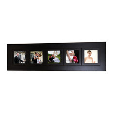 5-Opening Multi-Picture Collage Frame With Five 5x5 Photo Openings, Black Wood