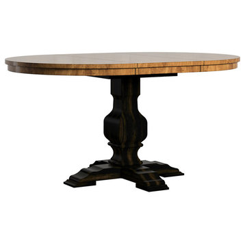 Arbor Hill Two-Tone Oval Pedestal Base Extendable Dining Table, Antique Black