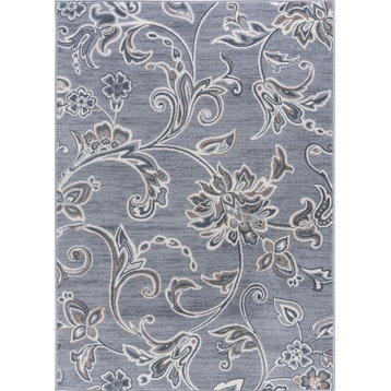 Garland Transitional Floral Gray Rectangle Area Rug, 9'x12.6'