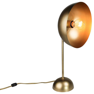 Retro Minimalist Brass Half Sphere Table Lamp 23 in Industrial Spotlight Shape