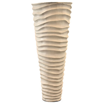 Metal 15" Rugged Vase, Ivory/Nickel