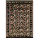 Bareens Designer Rugs - David Pak Persian Cheri Black/Red Wool Rug - 10'1'' x 13'10'' - Designed with mesmerizing intricacy and gorgeous color palette, this hand-knotted masterpiece demonstrates the beauty and electrifying thrill of Pak Persian art. These meticulously hand-knotted Pak-Persian rug is made with pure wool and features breathtaking traditional, transitional, and tribal designs in bold luxurious color pallets. Known for their intricate designs these rugs are a reproduction of Persian rugs, made in Pakistan with unique Mughal designs. Made by master weavers using the same Persian texture, design and dying technique, we wanted to produce the most significant manifestation of Persian art, life, and culture. This rug is most famous for its exceptional quality, incredible designs, patterns, and vibrant rich color. Pak-Persian rugs made with Persian weave with high knot counts, which enables the high intricacy and detail found in the patterns are also referred to as "State of art", each color adds a rich beautiful detail in the artwork of this rug. The design, color, and beautiful chromatic composition with a vibrant sheen with intricate designs, exude beauty, elegance, and quality make this rug a masterpiece of its own.