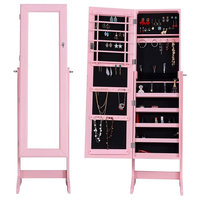 Jewelry Armoire, MDF, Mirror, 4 Angle Adjustable, Lockable