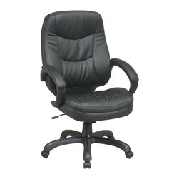 High Back Black Deluxe Executive Leather Office Chair - Office Chairs