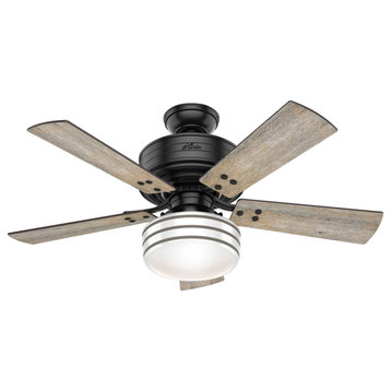 Hunter Fan Company Cedar Key Matte Black Ceiling Fan With Light/Remote, 44"