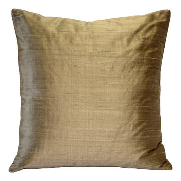 Pillow Decor Sankara Silk Throw Pillows 18"x18", Gold