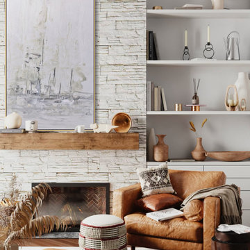 Modern Neutral Living Room with Large Abstract Wall Art