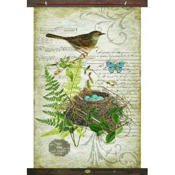 Vintage Song Bird Tapestry Wall D'cor