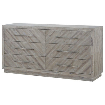 Bowery Hill 6 Drawer Solid Wood Dresser in Rustic Latte