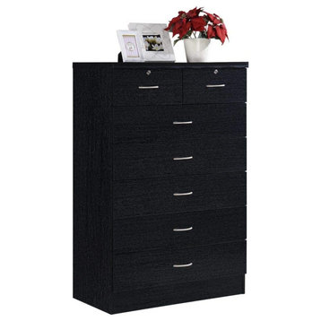 Elegant Black 7 with Locks On 2-Top Chest of Drawers