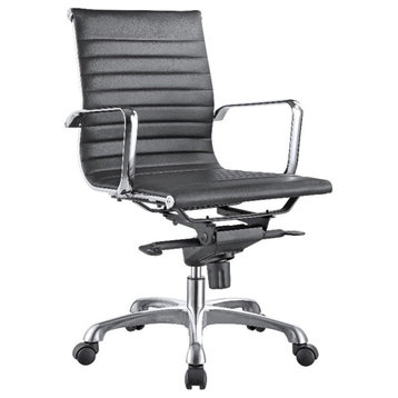 Studio Swivel Office Chair Low Back Black Vegan Leather