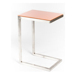 Safari Cee Satin Nickel Side Table | Orange - Coffee Tables