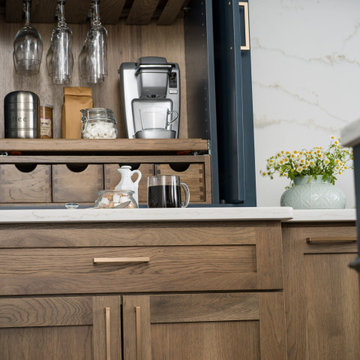 Hickory & Blue Modern Farmhouse Kitchen with Beverage Station / Center Cabinet S