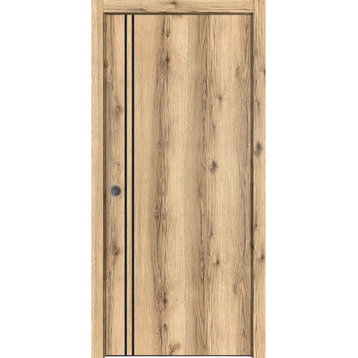 French Pocket Door 28 x 80 with | Planum 0016 Oak with  | Kit Trims Rail