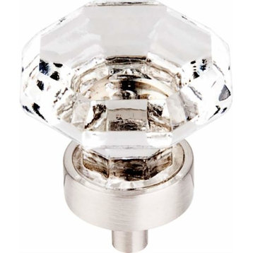 Clear Octogan Crystal Knob with Brushed Satin Nickel Base (TKTK128BSN)