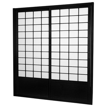7' Tall Zen Shoji Sliding Door Kit, Double, Sided, Black