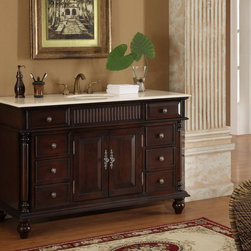 Adelina 53 inch Antique Solid Wood Bathroom Vanity - Bathroom Vanities And Sink Consoles