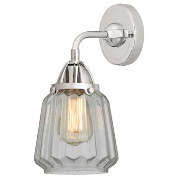 Chatham Sconce, Polished Chrome, Clear, Clear