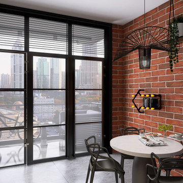 Industrial Loft Apartment — Bedroom, Kitchen & Home Office