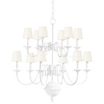 Hudson Valley Lighting - Windsor 12-Light Chandelier by Mark D. Sikes, White Plaster Frame, White Shade - Wonderfully whimsical, Windsor possesses natural grace and inherent style. Classic in form, the candelabra silhouette features perfectly scaled linen shades that complement the frame�s fluid curves. A white plaster finish gives the piece artistic elegance, setting it apart from a mirage of metal chandeliers. Available as a wall sconce and chandelier.