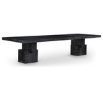 Meridian Furniture - Anzio Oak Veneer Dining Table, Black - Wow guests with the artsy charm of this Anzio black oak dining table. This table has a decidedly utilitarian design that makes it a no-brainer for minimalist decor while its simple lines and unexpected style elements ensure that it's the center of attention in your modern dining area. Oak veneer construction lends a rugged, rustic vibe to the table, which comes equipped with two leaves so that you can make it smaller or larger depending on the crowd you're entertaining.