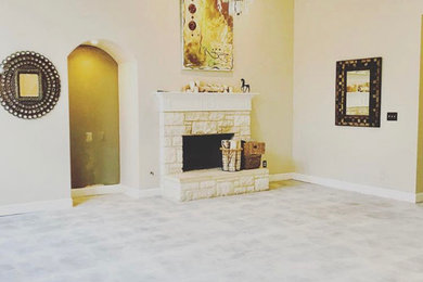 Living room - mid-sized traditional enclosed ceramic tile living room idea in Austin