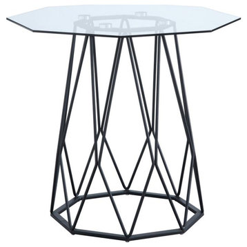 Furniture of America Growder Contemporary Glass Top End Table in Black