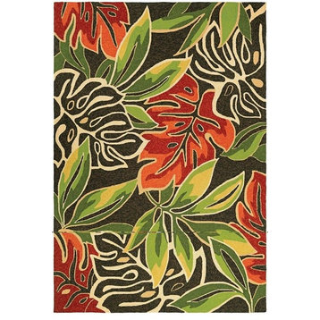 Couristan Covington Areca Palms Brown-Forest Green Indoor/Outdoor Area Rug - 3 F