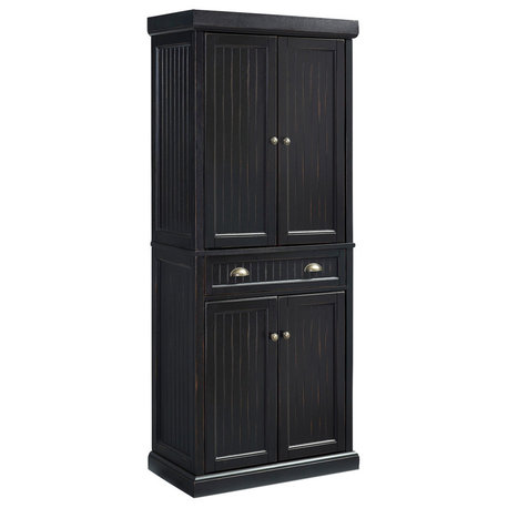 Seaside Kitchen Pantry, Distressed Black Finish