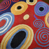 Klimt Fire Red Navy Modern Decorative Pillow Cover Hand Embroidered Wool 18x18"