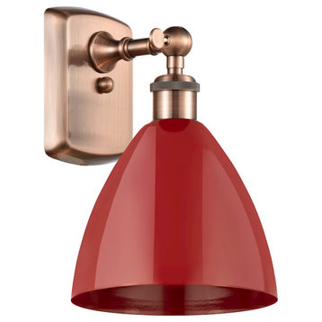 Innovations Plymouth Dome 1 Light Sconce, AC/Red