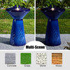 Cobalt Plant Pattern Pedestal Ceramic Fountain