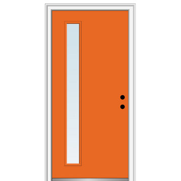 36 in.x80 in. 1 Lite Clear Left-Hand Inswing Painted Fiberglass Smooth Door