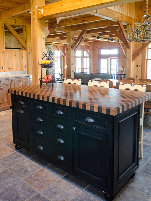Aurora, NY - Rustic - Checkerboard Butcher Block Island Top