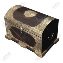 WOOD EN BRASS HALF ROUND BOX SET - Furniture