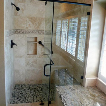 Travertine and Granite Master Bath