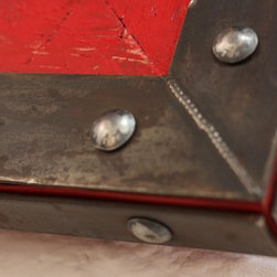 Lourdes Industrial Distressed Steel Framed & Red Painted Reclaimed Scaffolding M - Wall Mirrors