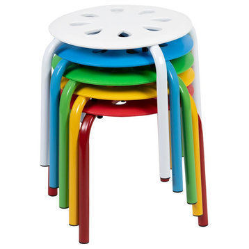 Flash Plastic Nesting Stack Stools, 11.5"Height, Assorted Colors (5 Pack)