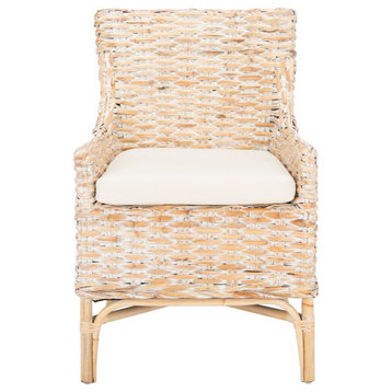 Sweet Rattan Accent Chair Natural Whitewash/White