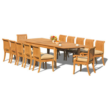 13-Piece Set, 122" X-Large Rect Table, 12 Giva Chairs, Sunbrella Cushion, Teal