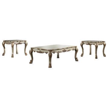 Dresden Coffee Table, Gold Patina and Bone