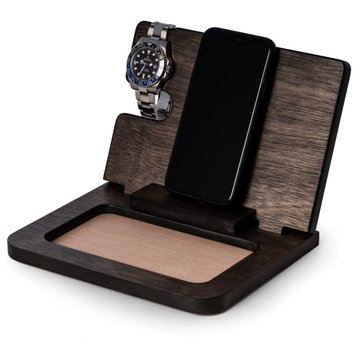 Wooden Valet and Phone Charging Station