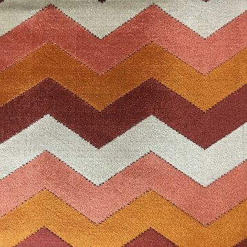 Longwood Chevron Cut Velvet Upholster Fabric, Sunset