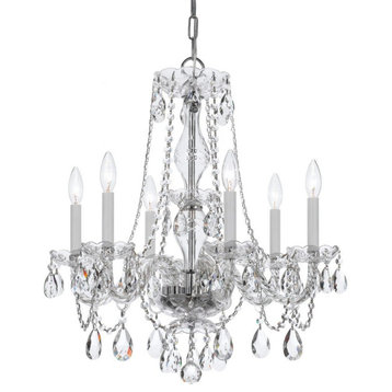 Traditional Crystal 6-Light 25" Traditional Chandelier in Polished Chrome with