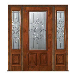 Prehung Sidelites Door 80 Alder New Orleans 2 Panel 2/3 Lite Glass - Front Doors