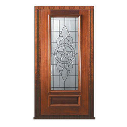 Prehung Single Door 80 Wood Mahogany Brazos 1 Panel 3/4 Lite Glass - Front Doors