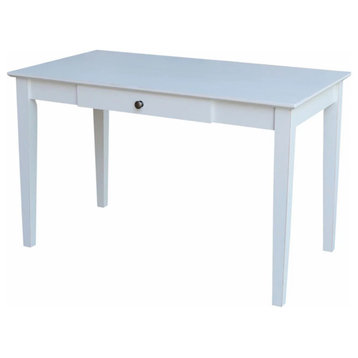 Classic Desk, Hardwood Frame With Large Top & Center Storage Drawer, White