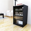 Bowery Hill Contemporary Glass Enclosed Audio Rack in Ravenwood Black